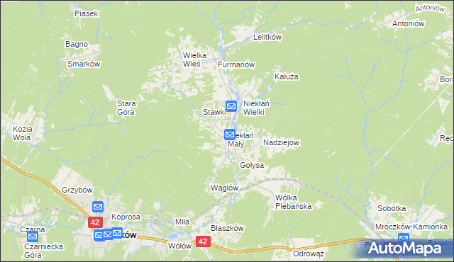 mapa Niekłań Mały, Niekłań Mały na mapie Targeo