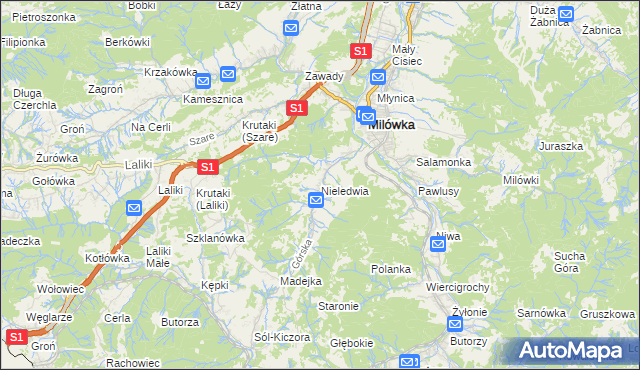 mapa Nieledwia, Nieledwia na mapie Targeo