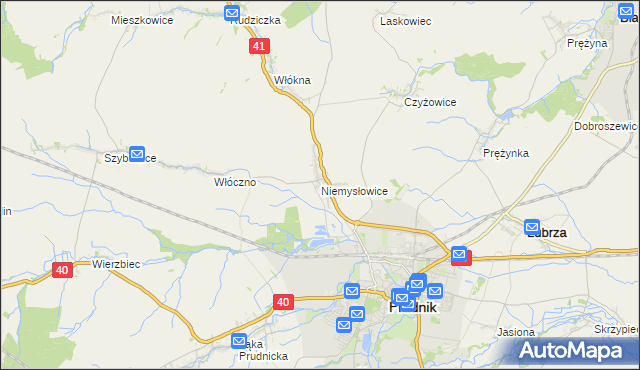 mapa Niemysłowice, Niemysłowice na mapie Targeo