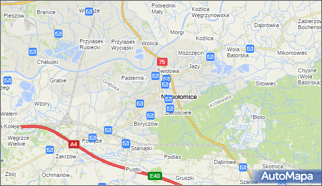 mapa Niepołomice, Niepołomice na mapie Targeo