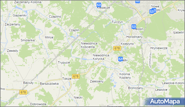 mapa Niewodnica Korycka, Niewodnica Korycka na mapie Targeo