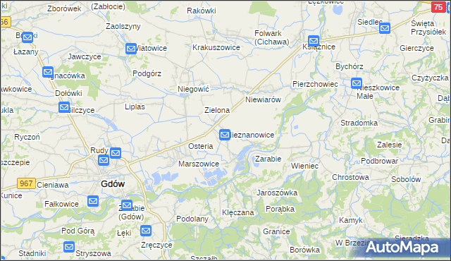 mapa Nieznanowice gmina Gdów, Nieznanowice gmina Gdów na mapie Targeo