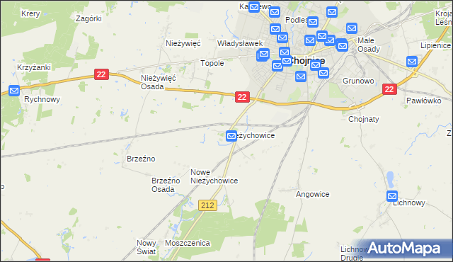 mapa Nieżychowice, Nieżychowice na mapie Targeo