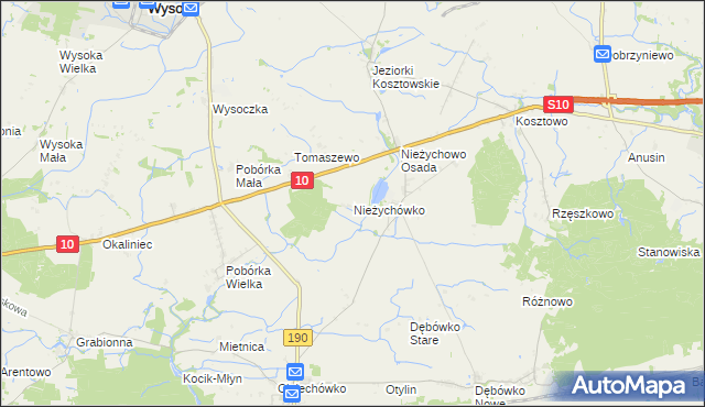 mapa Nieżychówko, Nieżychówko na mapie Targeo