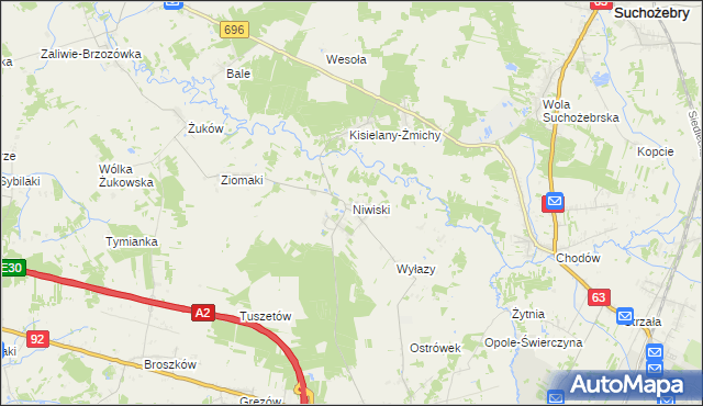 mapa Niwiski, Niwiski na mapie Targeo