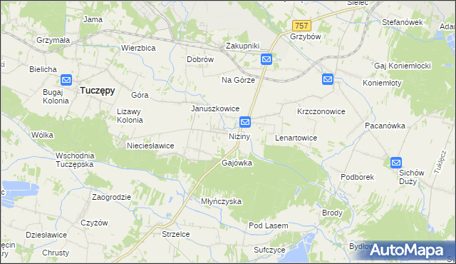 mapa Niziny gmina Tuczępy, Niziny gmina Tuczępy na mapie Targeo