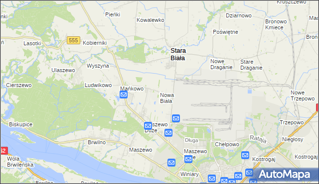 mapa Nowa Biała gmina Stara Biała, Nowa Biała gmina Stara Biała na mapie Targeo
