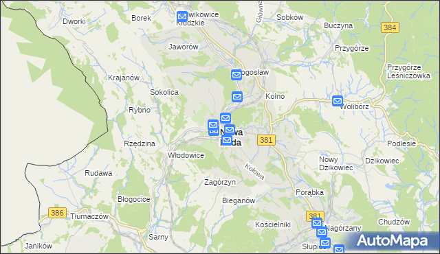 mapa Nowa Ruda powiat kłodzki, Nowa Ruda powiat kłodzki na mapie Targeo