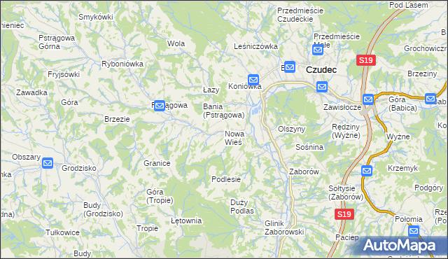 mapa Nowa Wieś gmina Czudec, Nowa Wieś gmina Czudec na mapie Targeo