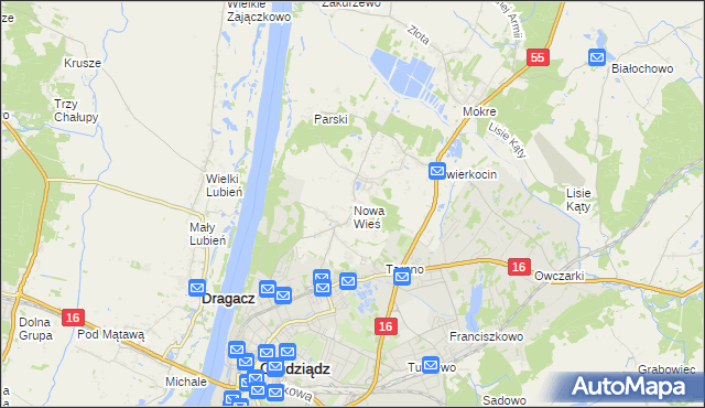 mapa Nowa Wieś gmina Grudziądz, Nowa Wieś gmina Grudziądz na mapie Targeo