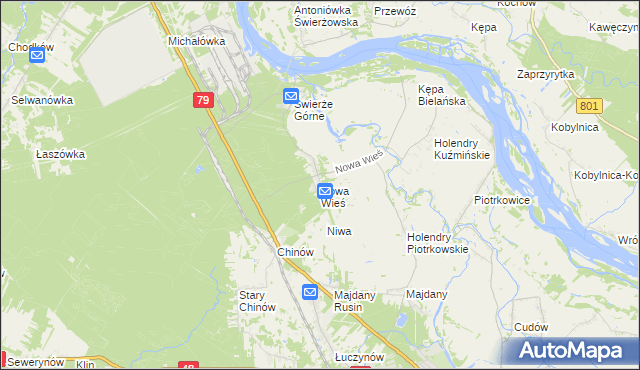 mapa Nowa Wieś gmina Kozienice, Nowa Wieś gmina Kozienice na mapie Targeo