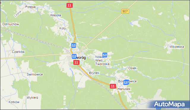 mapa Nowa Wieś Tworoska, Nowa Wieś Tworoska na mapie Targeo