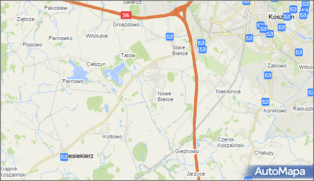 mapa Nowe Bielice, Nowe Bielice na mapie Targeo