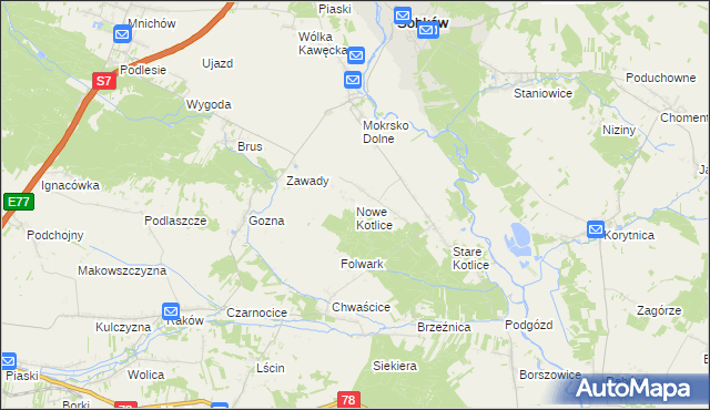 mapa Nowe Kotlice, Nowe Kotlice na mapie Targeo