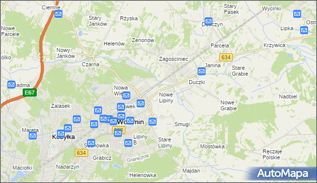 mapa Nowe Lipiny, Nowe Lipiny na mapie Targeo