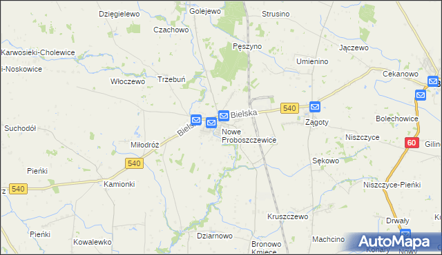 mapa Nowe Proboszczewice, Nowe Proboszczewice na mapie Targeo