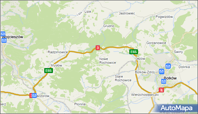 mapa Nowe Rochowice, Nowe Rochowice na mapie Targeo