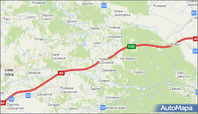 mapa Nowe Żukowice, Nowe Żukowice na mapie Targeo