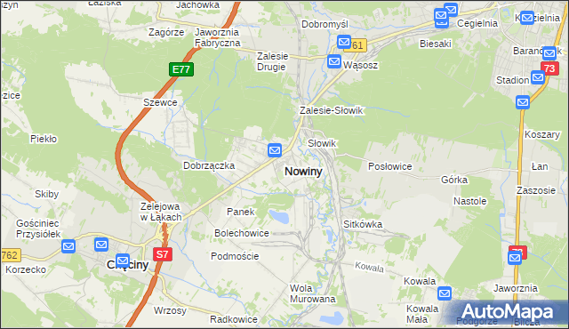mapa Nowiny gmina Sitkówka-Nowiny, Nowiny gmina Sitkówka-Nowiny na mapie Targeo