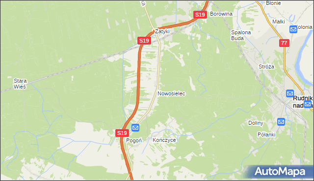 mapa Nowosielec gmina Nisko, Nowosielec gmina Nisko na mapie Targeo