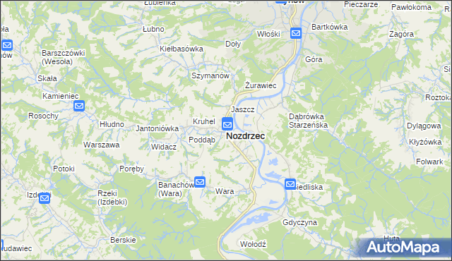 mapa Nozdrzec, Nozdrzec na mapie Targeo