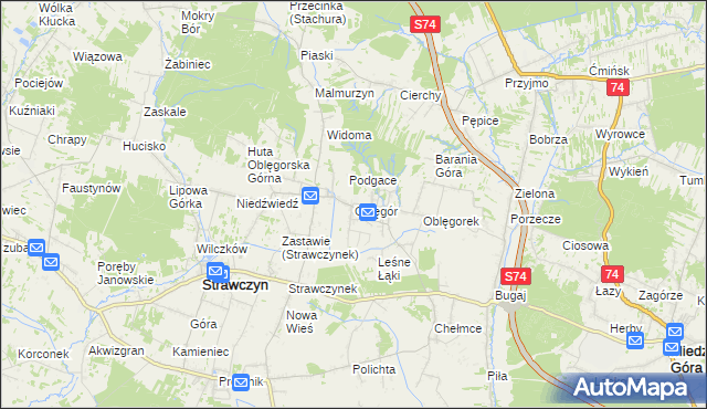 mapa Oblęgór, Oblęgór na mapie Targeo