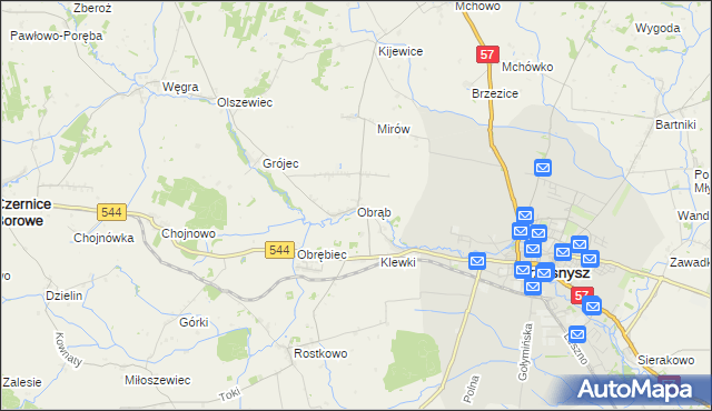 mapa Obrąb gmina Przasnysz, Obrąb gmina Przasnysz na mapie Targeo