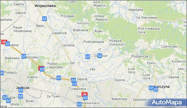 mapa Odrzykoń, Odrzykoń na mapie Targeo