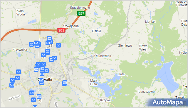mapa Okuniowiec, Okuniowiec na mapie Targeo
