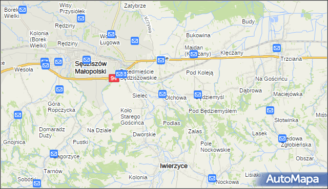 mapa Olchowa gmina Iwierzyce, Olchowa gmina Iwierzyce na mapie Targeo