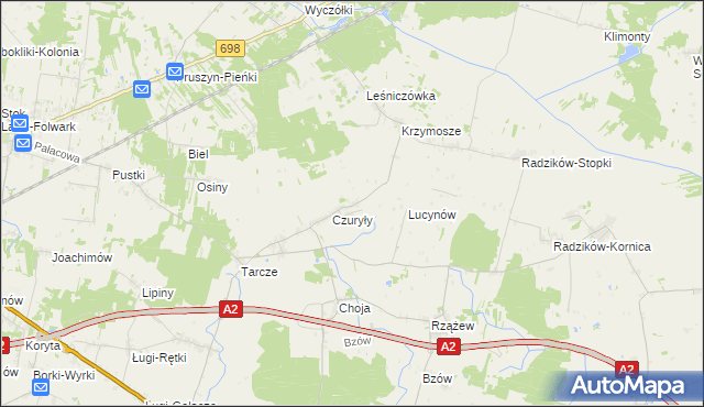 mapa Olędy gmina Zbuczyn, Olędy gmina Zbuczyn na mapie Targeo