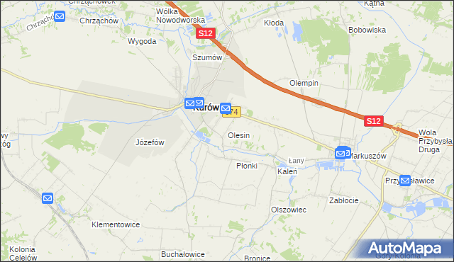 mapa Olesin gmina Kurów, Olesin gmina Kurów na mapie Targeo