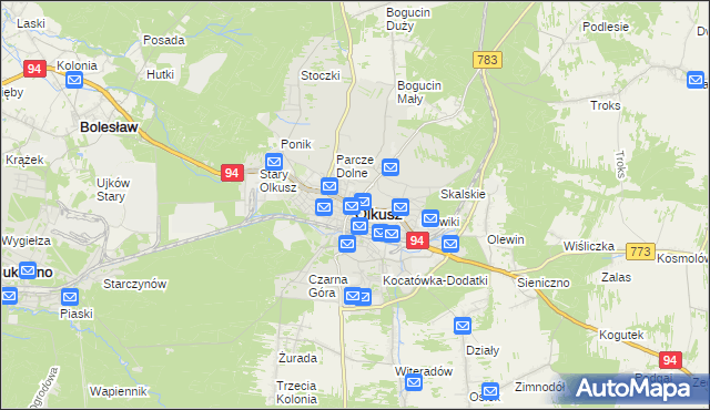 mapa Olkusz, Olkusz na mapie Targeo