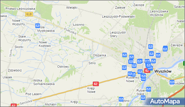 mapa Olszanka gmina Wyszków, Olszanka gmina Wyszków na mapie Targeo
