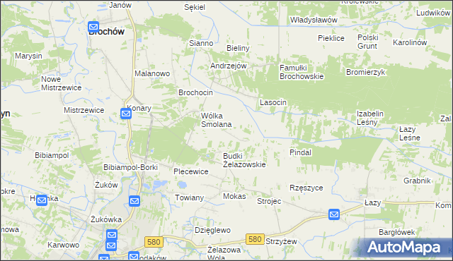 mapa Olszowiec gmina Brochów, Olszowiec gmina Brochów na mapie Targeo