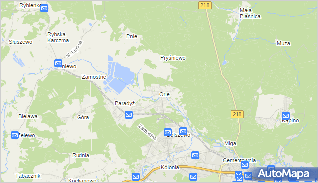 mapa Orle gmina Wejherowo, Orle gmina Wejherowo na mapie Targeo