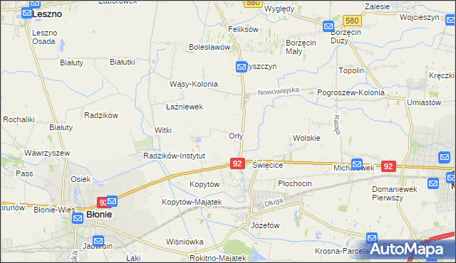 mapa Orły gmina Ożarów Mazowiecki, Orły gmina Ożarów Mazowiecki na mapie Targeo