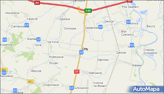 mapa Orły powiat przemyski, Orły powiat przemyski na mapie Targeo