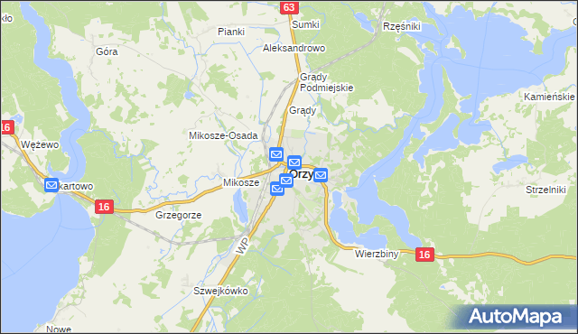 mapa Orzysz, Orzysz na mapie Targeo