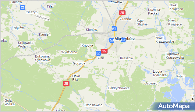 mapa Ose, Ose na mapie Targeo