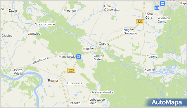 mapa Osetno Małe, Osetno Małe na mapie Targeo