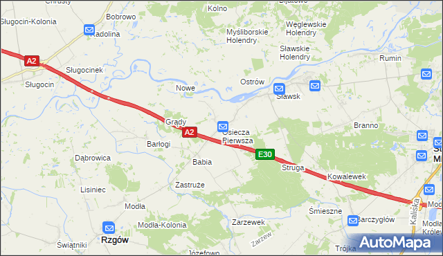 mapa Osiecza Pierwsza, Osiecza Pierwsza na mapie Targeo