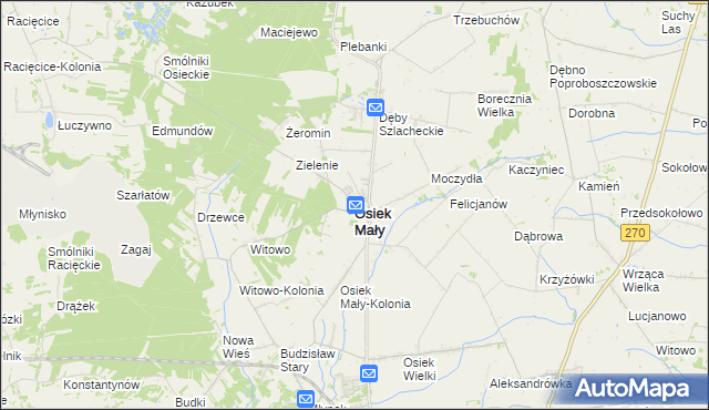 mapa Osiek Mały powiat kolski, Osiek Mały powiat kolski na mapie Targeo