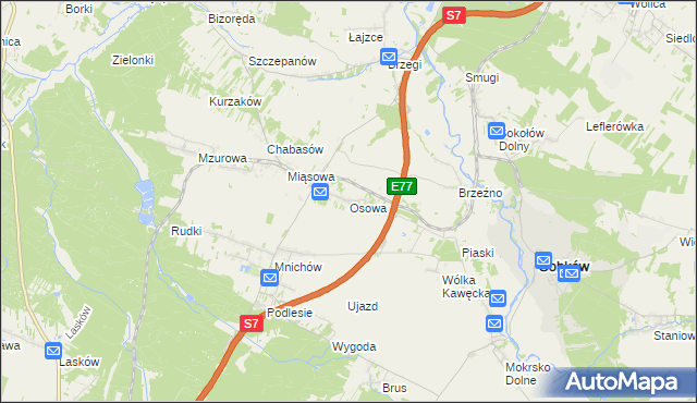 mapa Osowa gmina Sobków, Osowa gmina Sobków na mapie Targeo