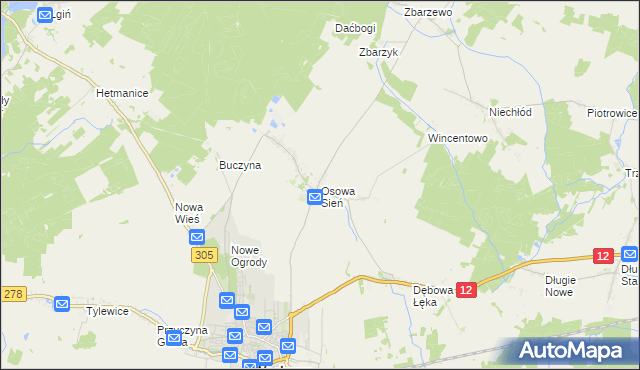 mapa Osowa Sień, Osowa Sień na mapie Targeo
