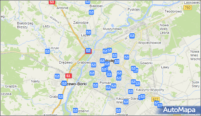 mapa Ostrołęka, Ostrołęka na mapie Targeo