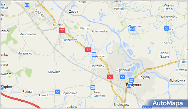 mapa Ostrów gmina Radymno, Ostrów gmina Radymno na mapie Targeo