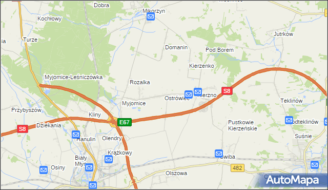 mapa Ostrówiec gmina Kępno, Ostrówiec gmina Kępno na mapie Targeo