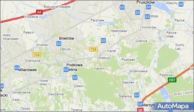 mapa Otrębusy, Otrębusy na mapie Targeo
