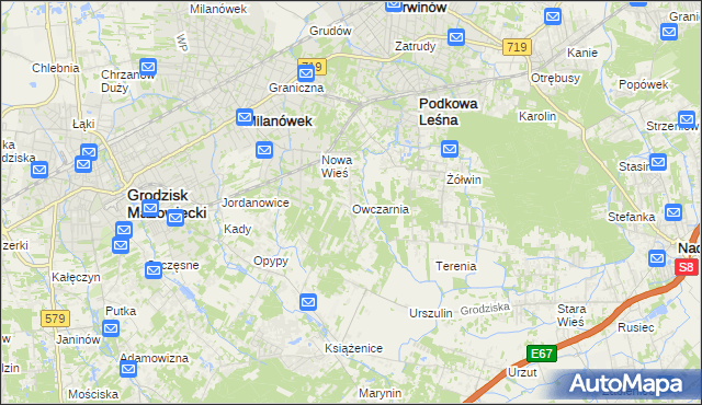 mapa Owczarnia gmina Brwinów, Owczarnia gmina Brwinów na mapie Targeo